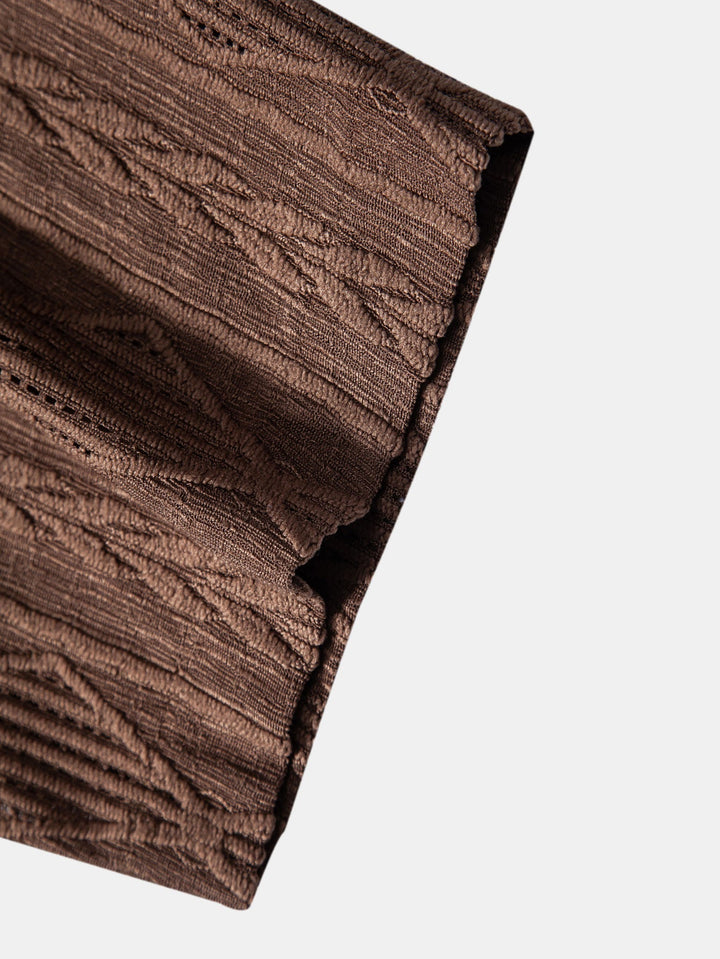 Koszula Geometryczna Jacquard Kubańska & Spodnie Lnianie Proste