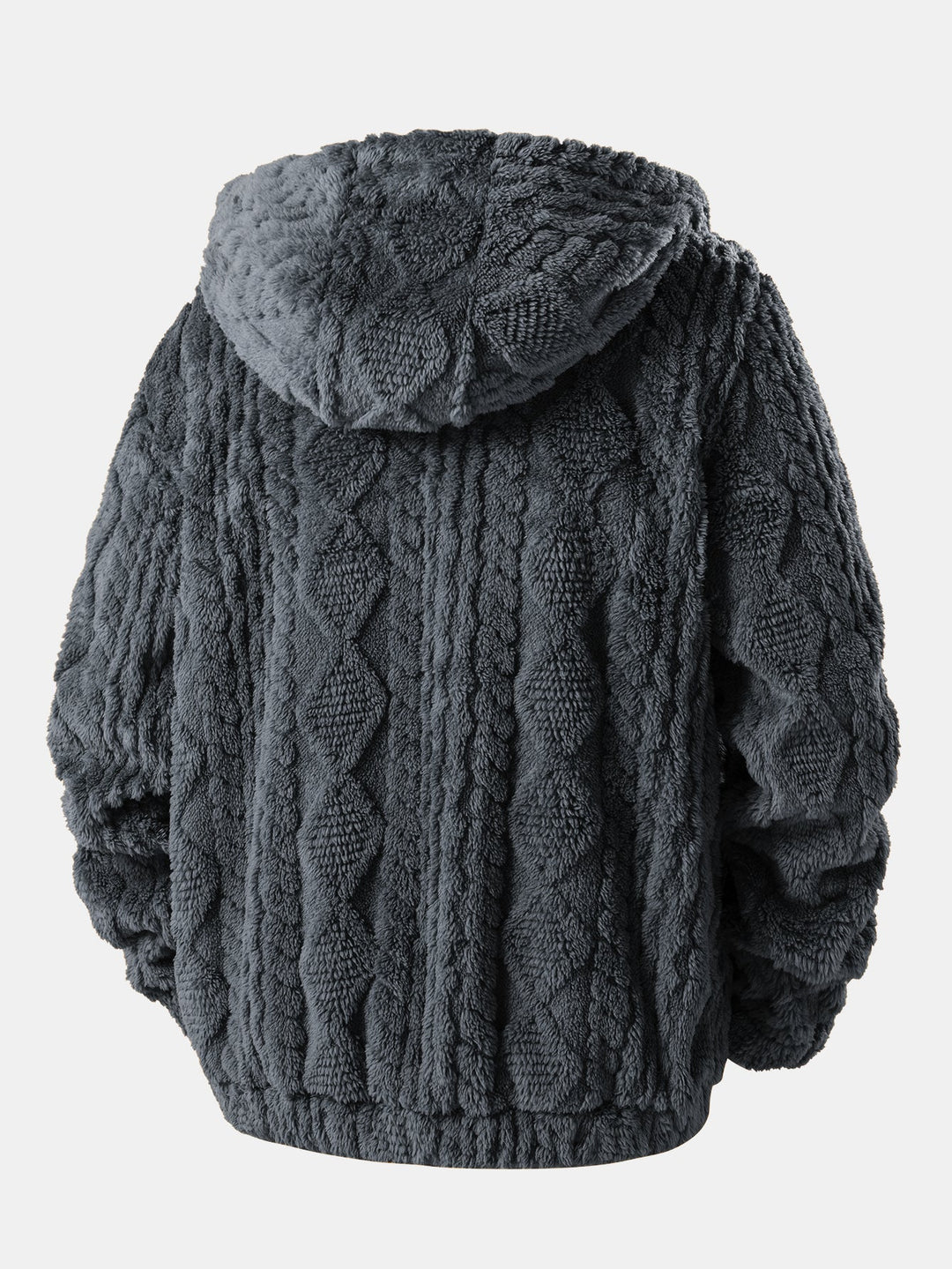 Bluza z Kapturem z Geometricznego Teddy Jacquard