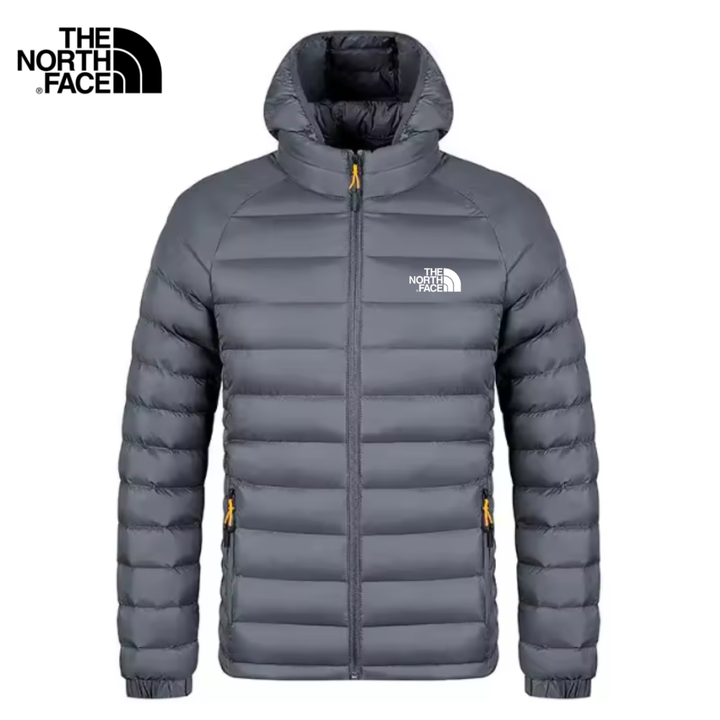 Męska Kurtka Puffer z Kapturem z Puchu Stretch – Slim Fit
