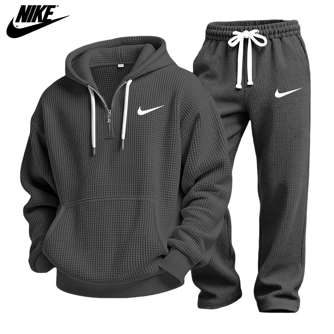Zestaw Bluza z Kapturem i Spodnie Jogger z Materiału Waffle