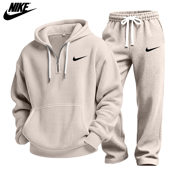 Zestaw Bluza z Kapturem i Spodnie Jogger z Materiału Waffle
