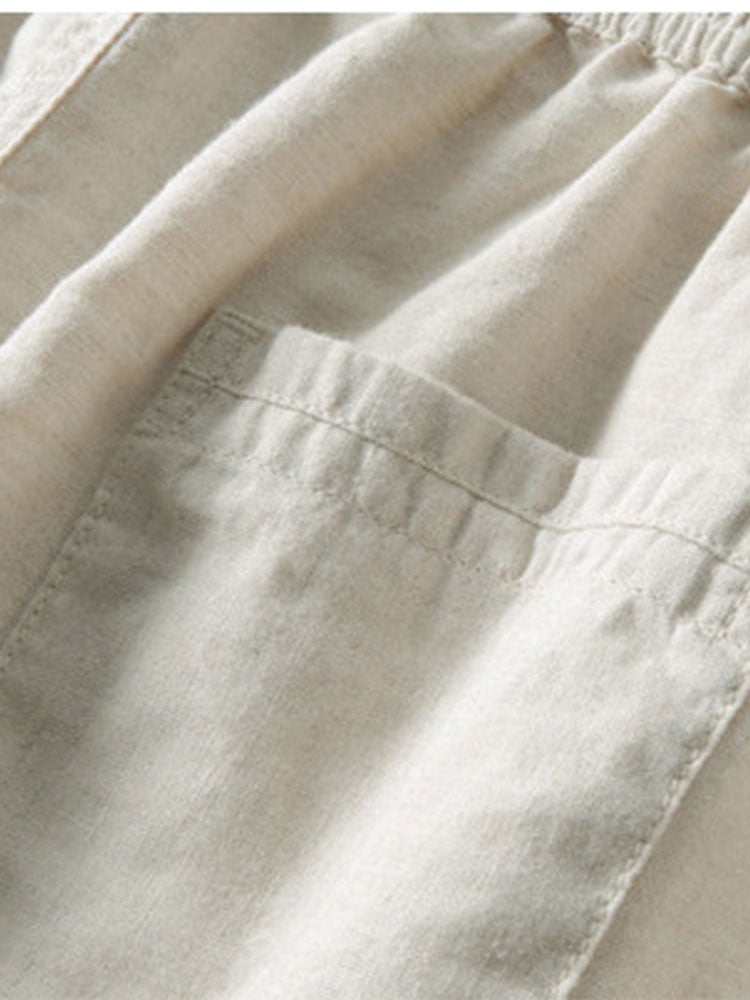 Koszula Geometryczna Jacquard Kubańska & Spodnie Lnianie Proste