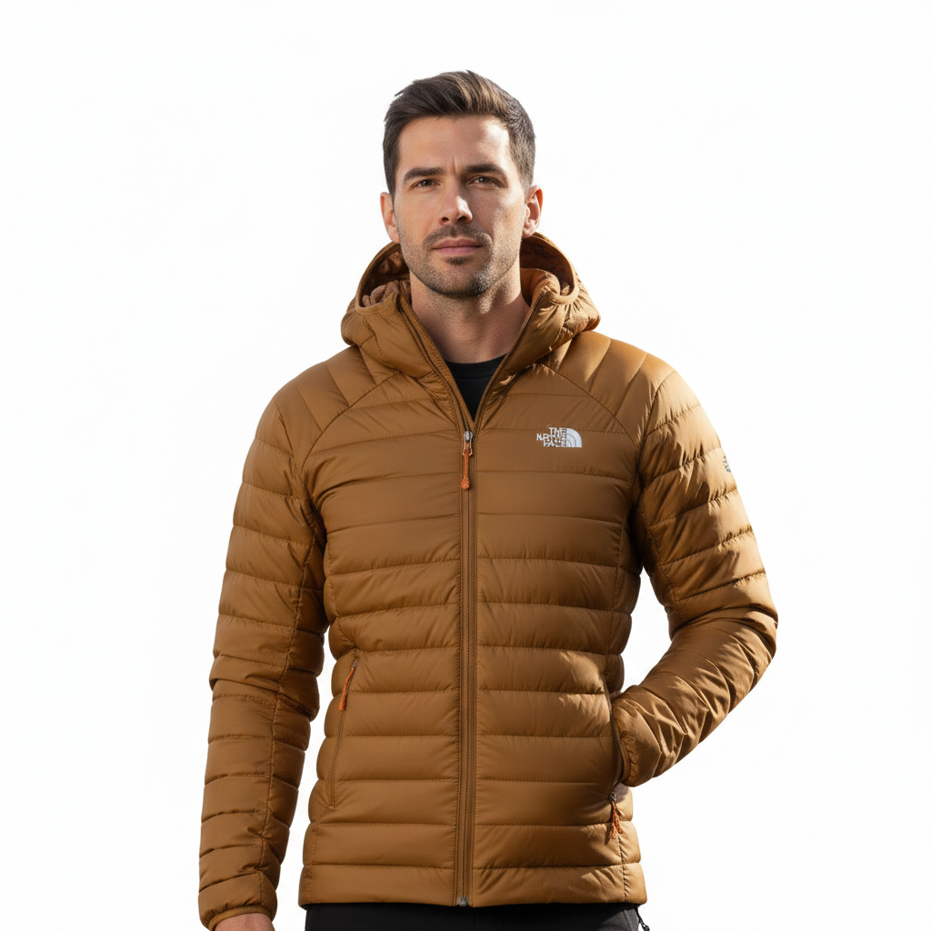 Męska Kurtka Puffer z Kapturem z Puchu Stretch – Slim Fit