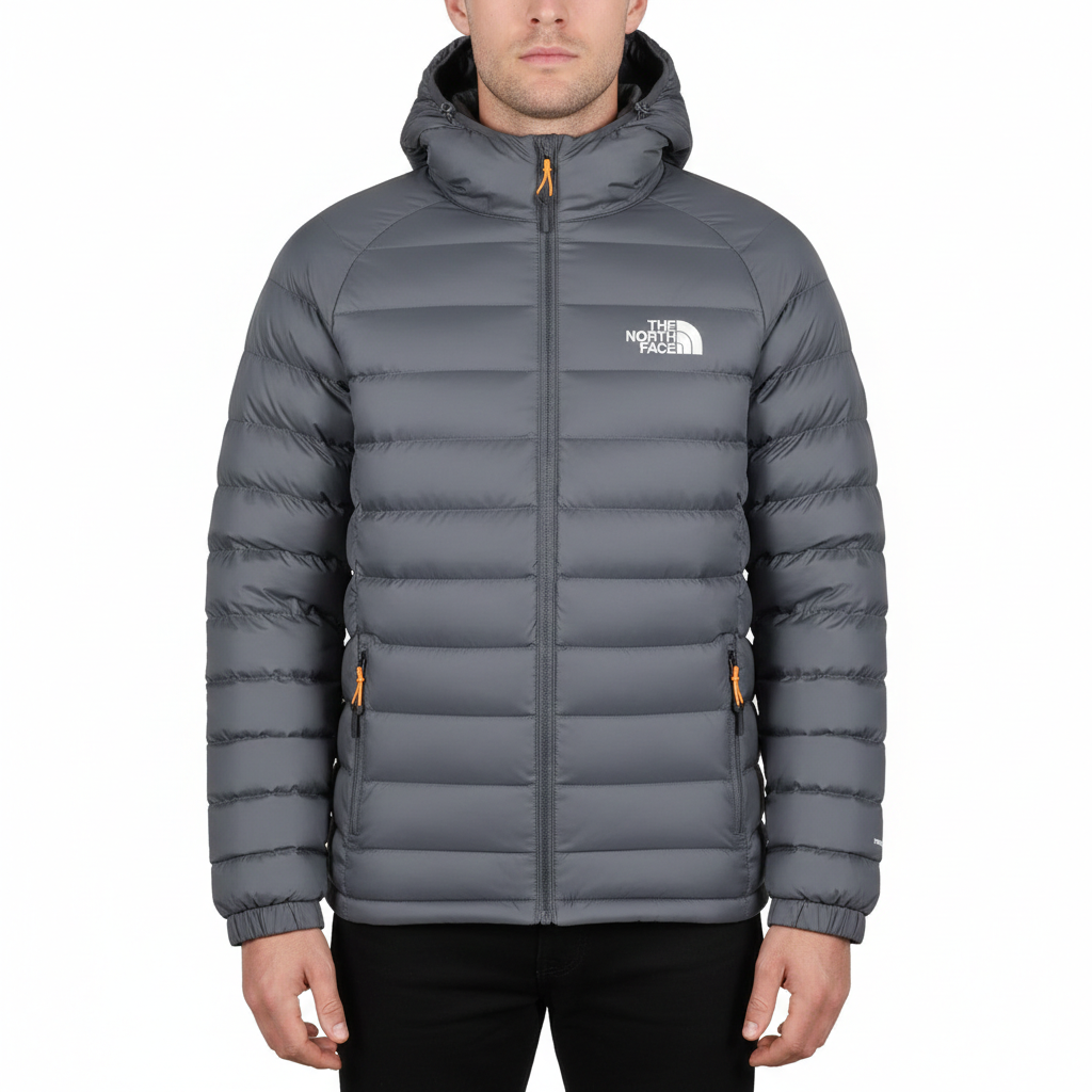 Męska Kurtka Puffer z Kapturem z Puchu Stretch – Slim Fit