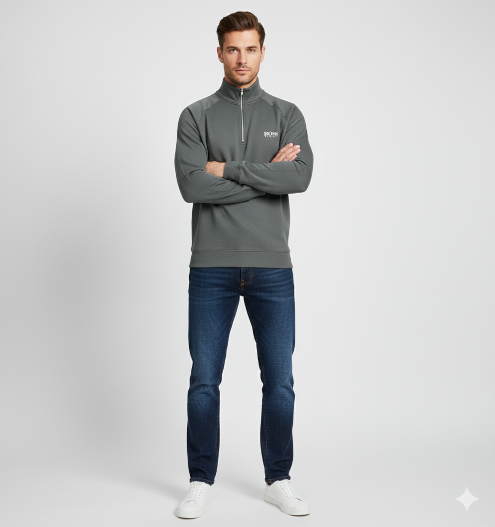 Sweter z Bawełny z Pół-Zipem