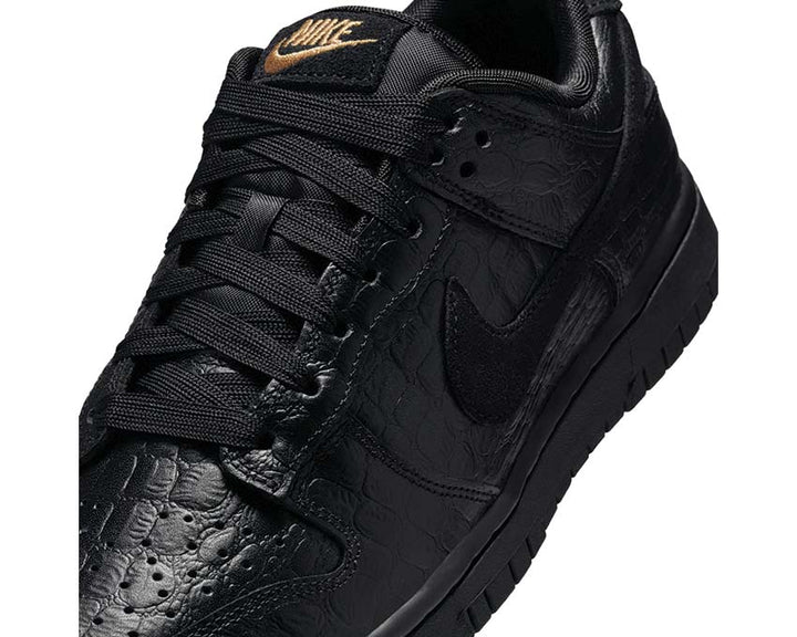 Niskie skórzane sneakersy z czarnym wzorem krokodyla na sezon wiosna/lato