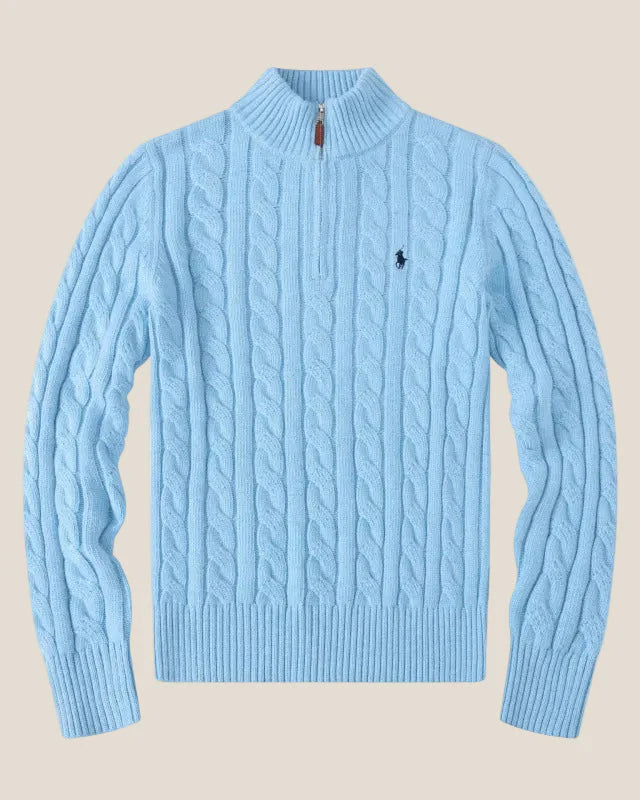 Sweter Ralph Lauren z grubym splotem i zamkiem na ćwierć
