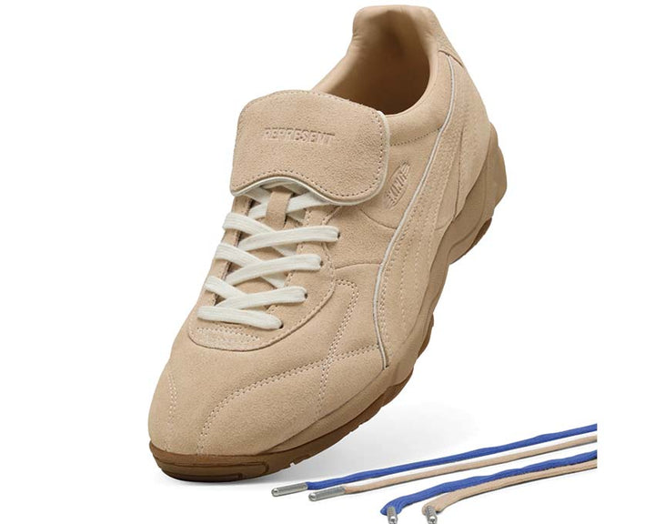 Beżowe Buty Piłkarskie Halowe ze Skóry