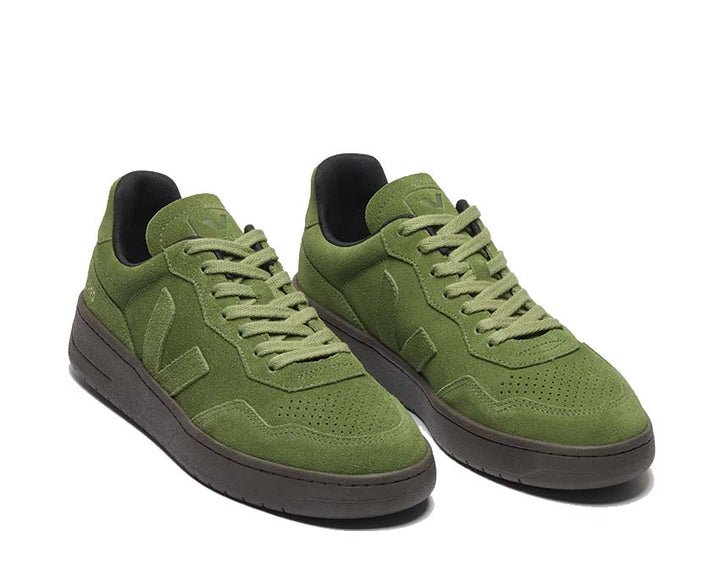 Buty z zamszu w kolorze zielonym militarnym model V-90