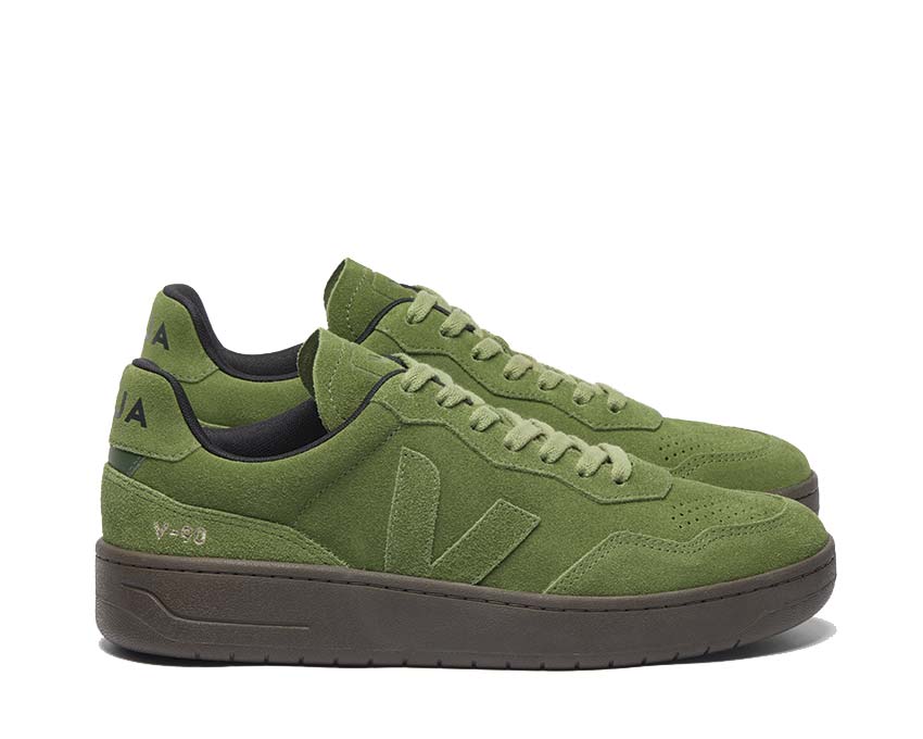 Buty z zamszu w kolorze zielonym militarnym model V-90