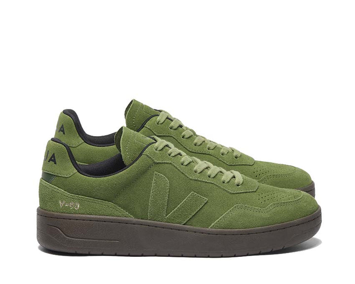 Buty z zamszu w kolorze zielonym militarnym model V-90