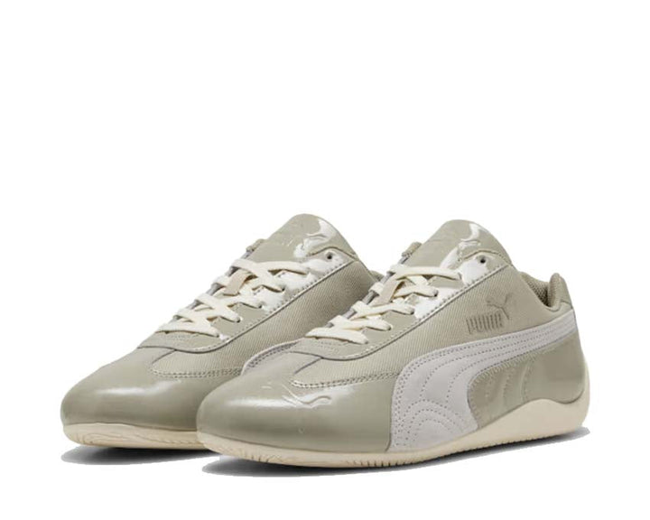 Sportowe buty ze skóry lakierowanej w kolorze szarym