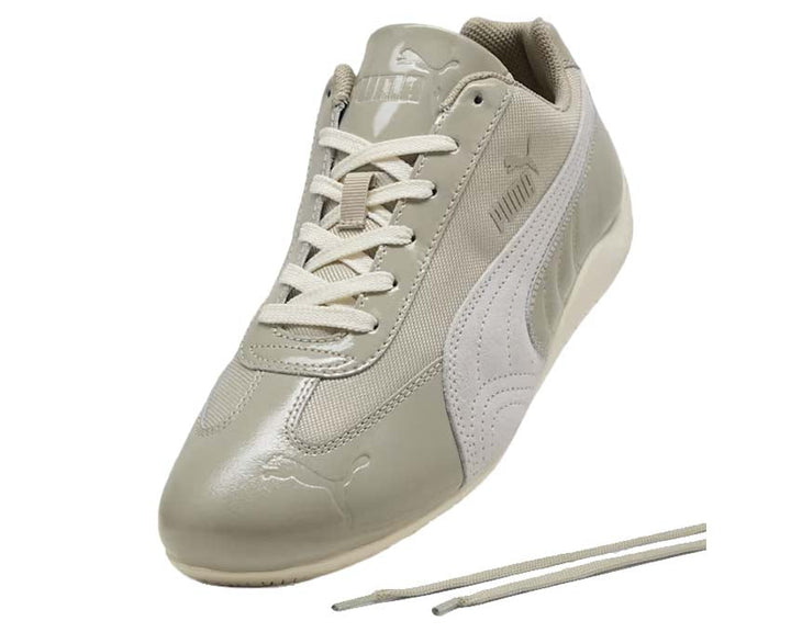 Sportowe buty ze skóry lakierowanej w kolorze szarym