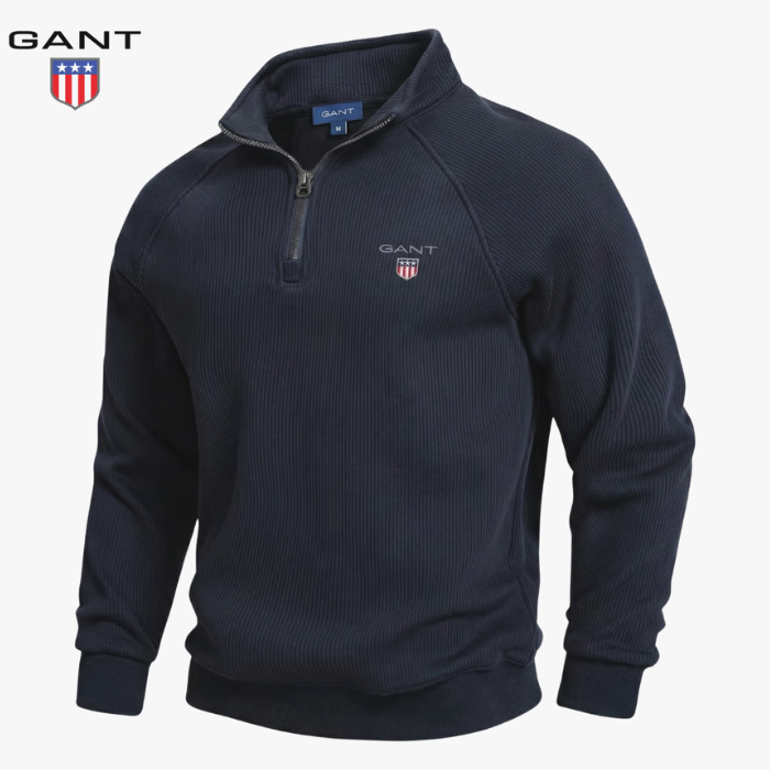 GANT™ Sweter z pół zamkiem i prążkowanym wzorem