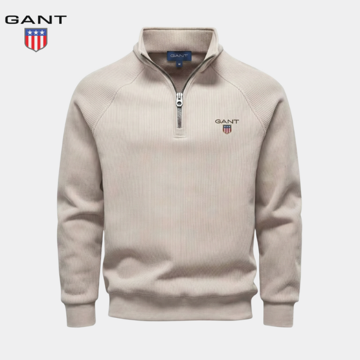 GANT™ Sweter z pół zamkiem i prążkowanym wzorem