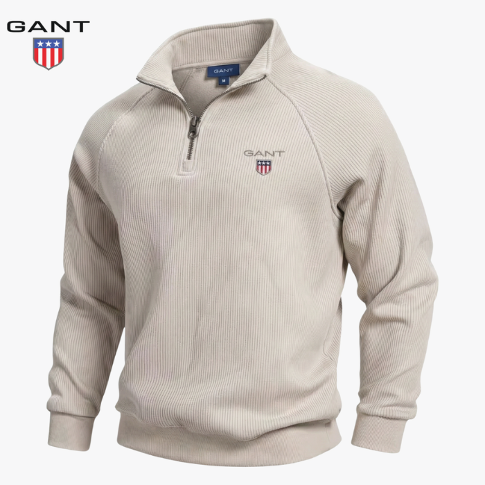 GANT™ Sweter z pół zamkiem i prążkowanym wzorem