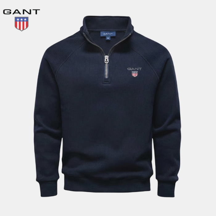 GANT™ Sweter z pół zamkiem i prążkowanym wzorem