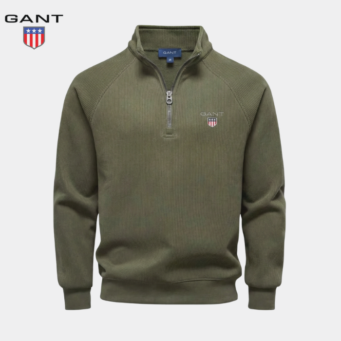 GANT™ Sweter z pół zamkiem i prążkowanym wzorem