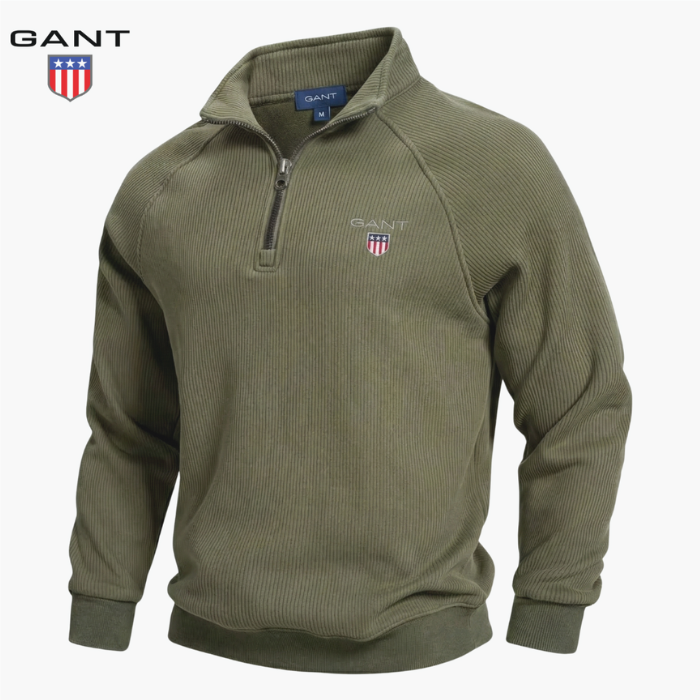 GANT™ Sweter z pół zamkiem i prążkowanym wzorem