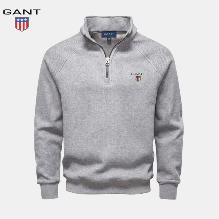 GANT™ Sweter z pół zamkiem i prążkowanym wzorem