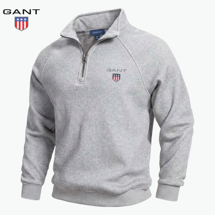 GANT™ Sweter z pół zamkiem i prążkowanym wzorem