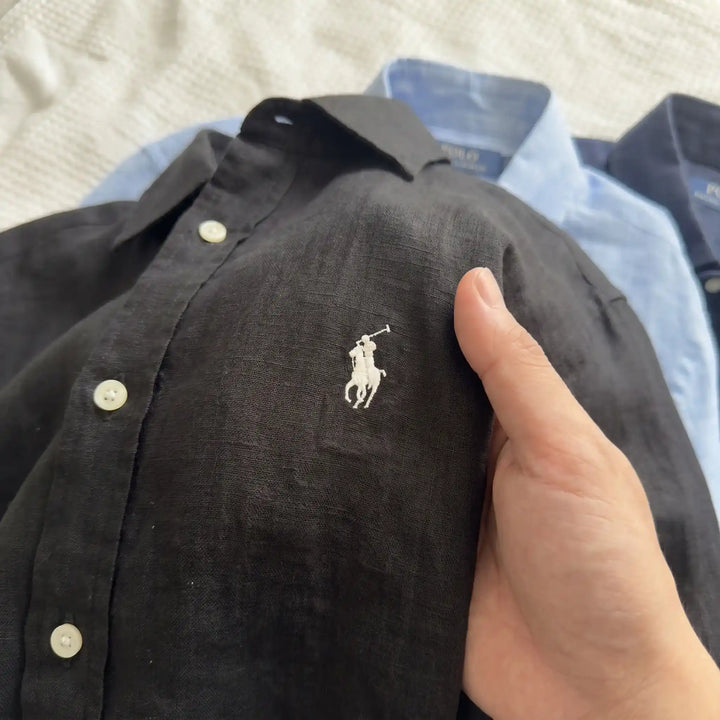 Koszula Ralph Lauren z lnu i mieszanki Remi, czarna