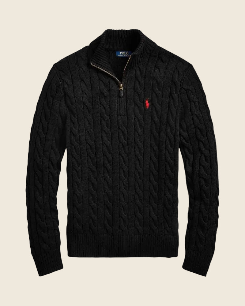 Sweter Ralph Lauren z grubym splotem i zamkiem na ćwierć