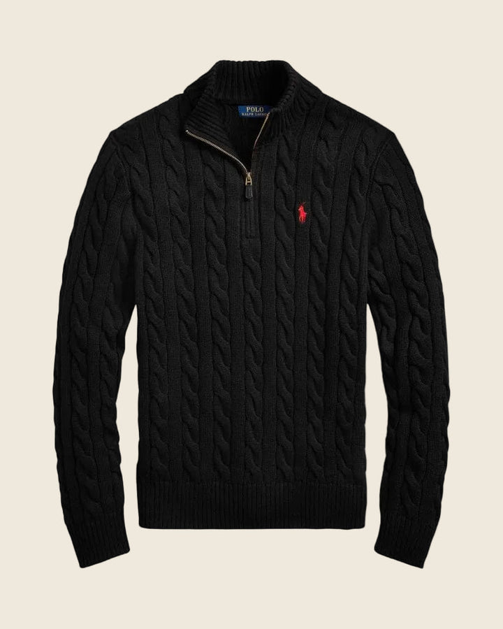 Sweter Ralph Lauren z grubym splotem i zamkiem na ćwierć