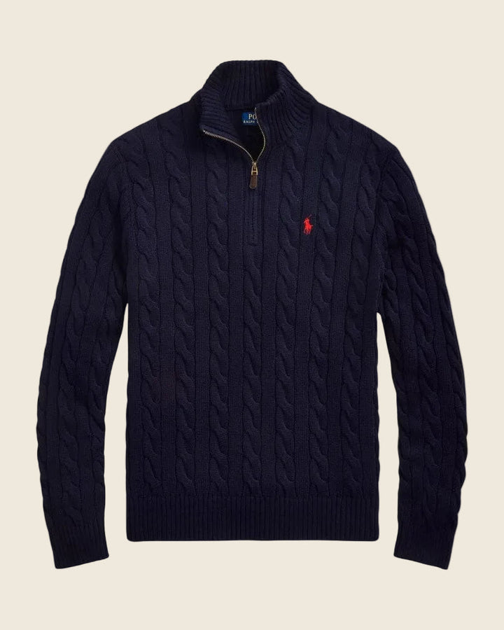 Sweter Ralph Lauren z grubym splotem i zamkiem na ćwierć