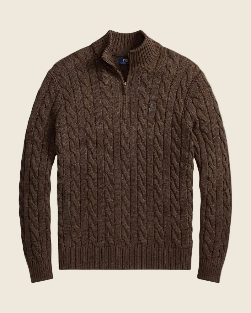 Sweter Ralph Lauren z grubym splotem i zamkiem na ćwierć