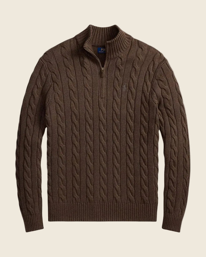 Sweter Ralph Lauren z grubym splotem i zamkiem na ćwierć