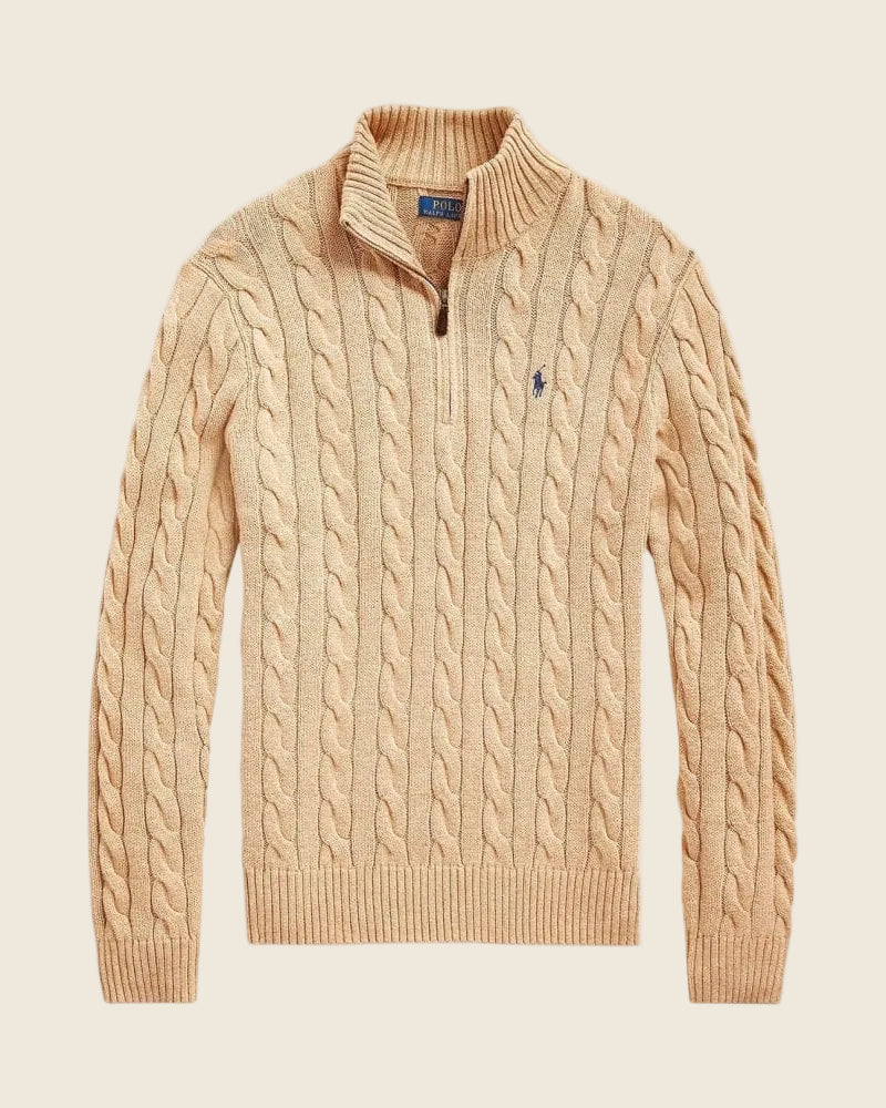 Sweter Ralph Lauren z grubym splotem i zamkiem na ćwierć