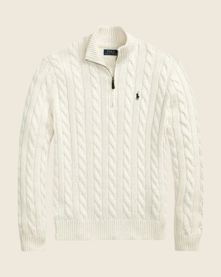 Sweter Ralph Lauren z grubym splotem i zamkiem na ćwierć