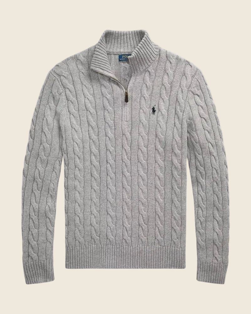 Sweter Ralph Lauren z grubym splotem i zamkiem na ćwierć