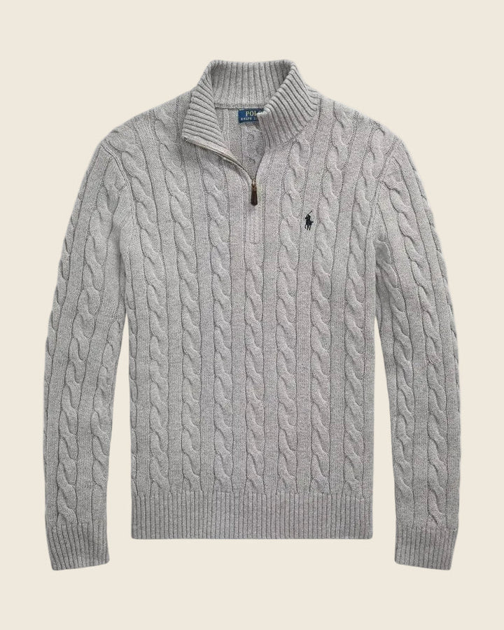 Sweter Ralph Lauren z grubym splotem i zamkiem na ćwierć